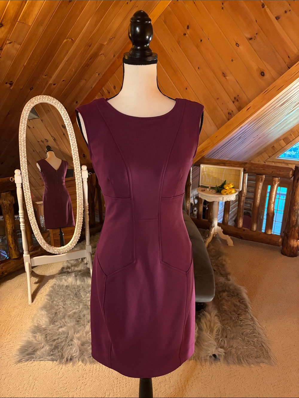 Maggy London Plum Sleeveless Sheath Dress